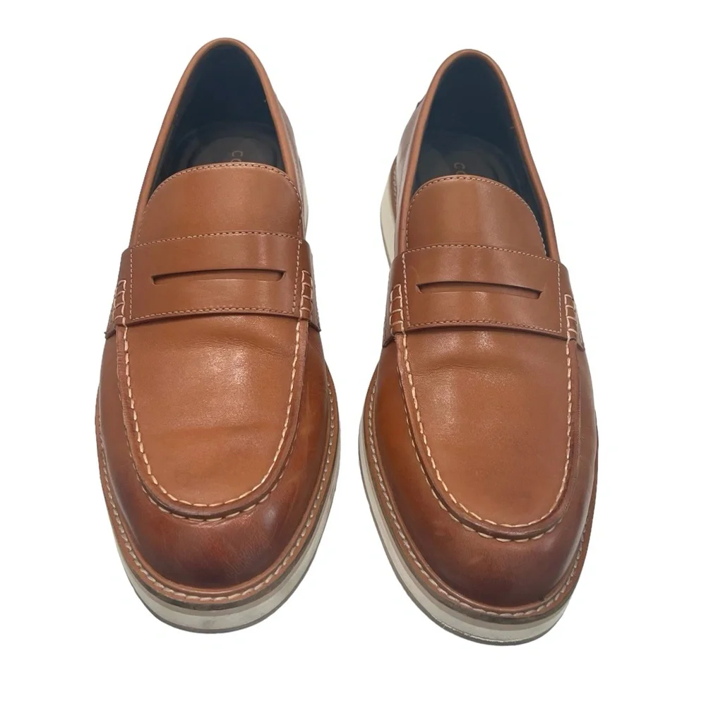 COLE HAAN TAN OSBORN GRAND 360 PENNY LOAFER